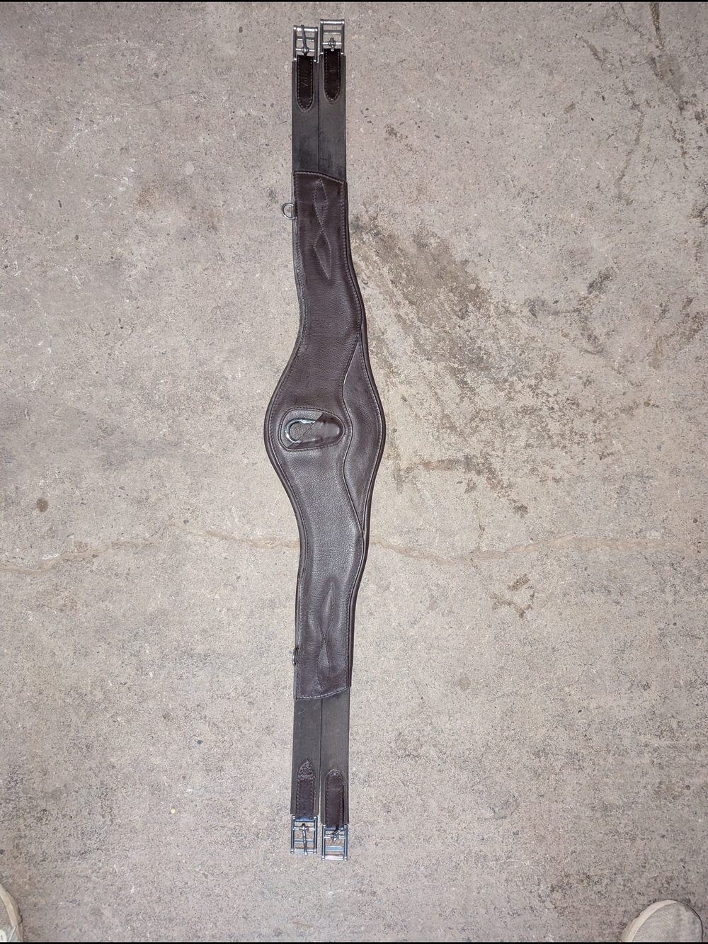 Brown Leather Contoured Girth with Stainless Buckles